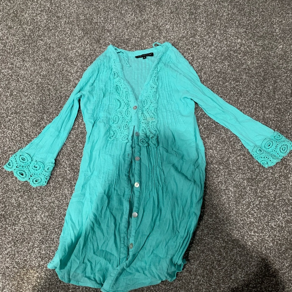 Teal swim suit cover up